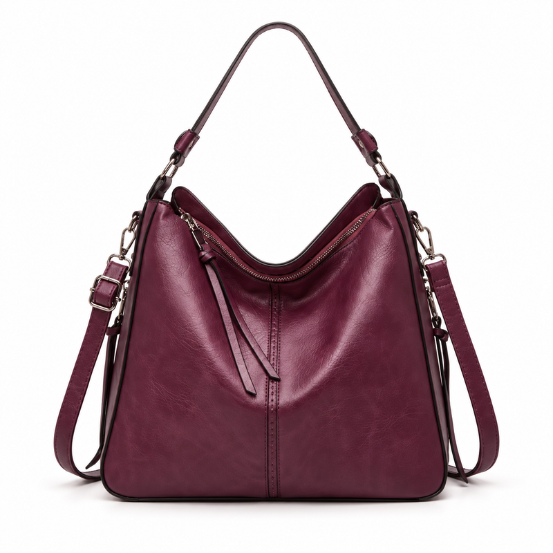 Purple Hobo Shoulder Bag With Crossbody-4