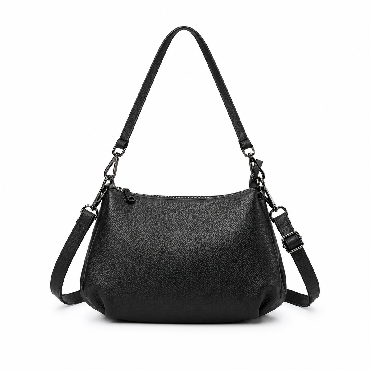 Classic Black Textured Shoulder Crossbody Bag-2