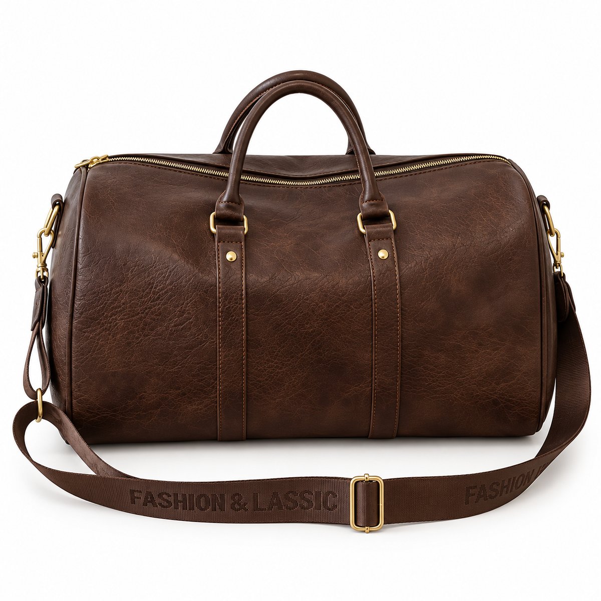 Classic Dark Brown Leather Duffel Bag-3