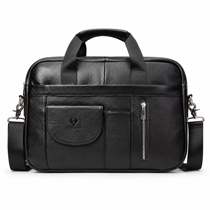 Classic Black Leather Briefcase For Professionals-4