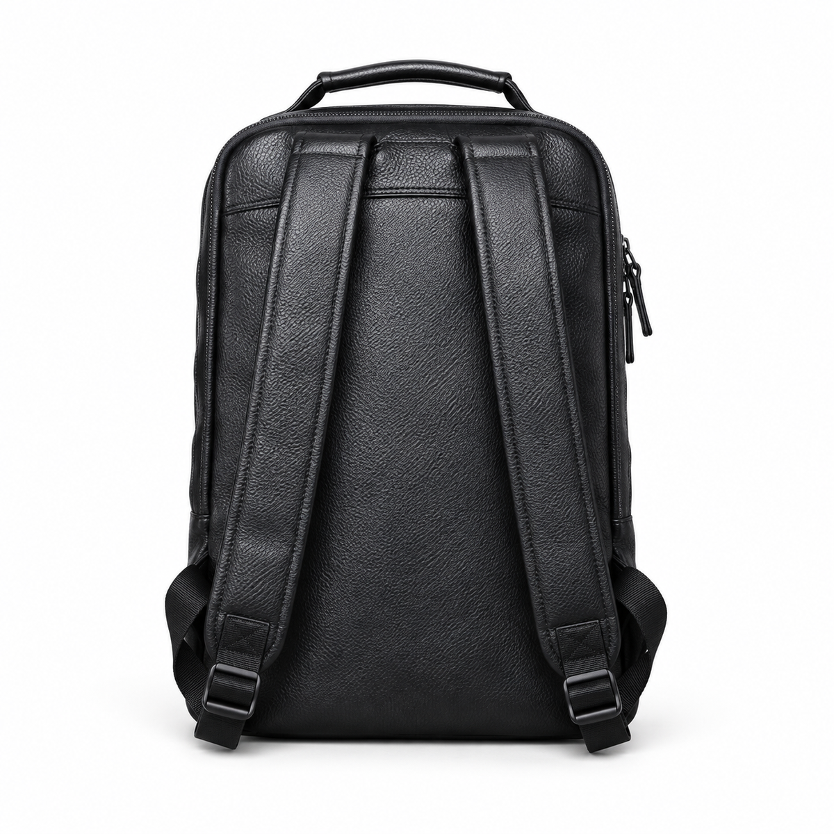 Black Textured Backpack With Zippered Pockets-2