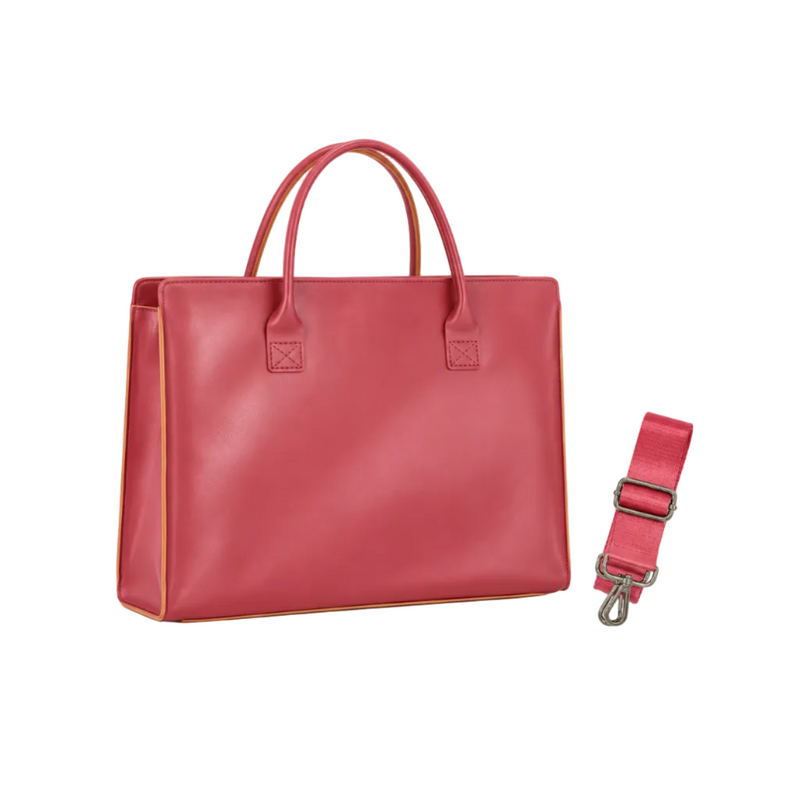 Elegant Rose Red Leather Laptop Bag-1