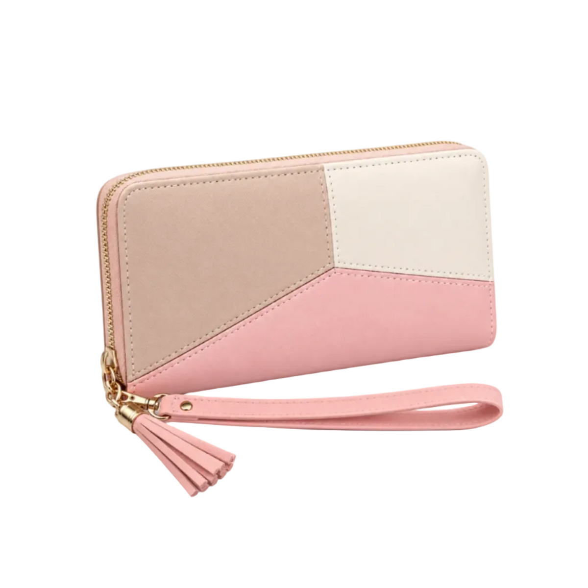 Blush Pink Geometric Color Block Wristlet-1