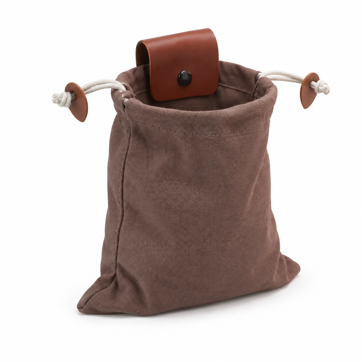 Brown Drawstring Waist Belt Attachment Pouch-1
