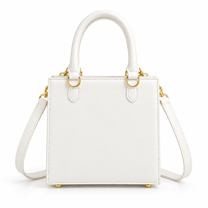 Artistic Face Detail Structured White Handbag-4