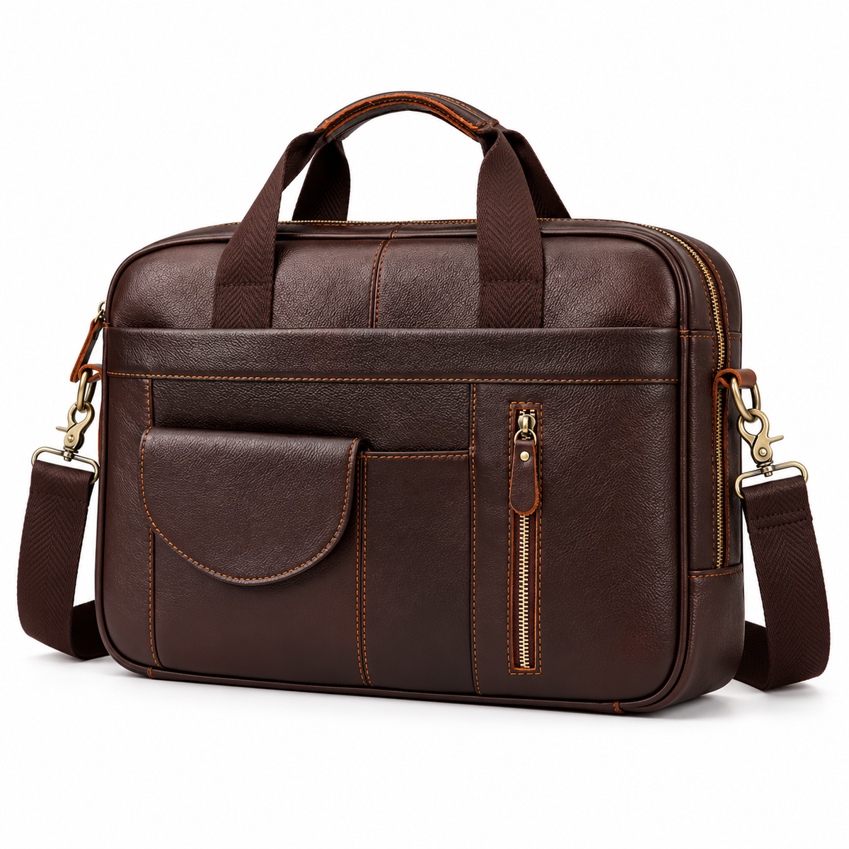Classic Dark Brown Leather Business Briefcase-3