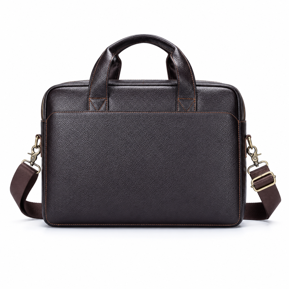 Classic Leather Briefcase With Shoulder Strap-2