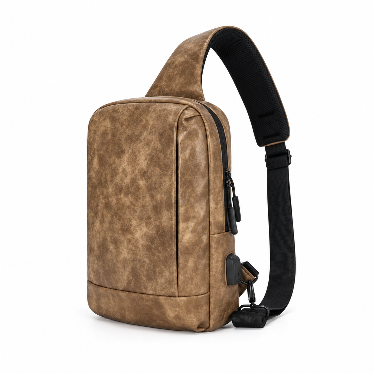 Khaki Vintage Style Crossbody Sling Bag-3