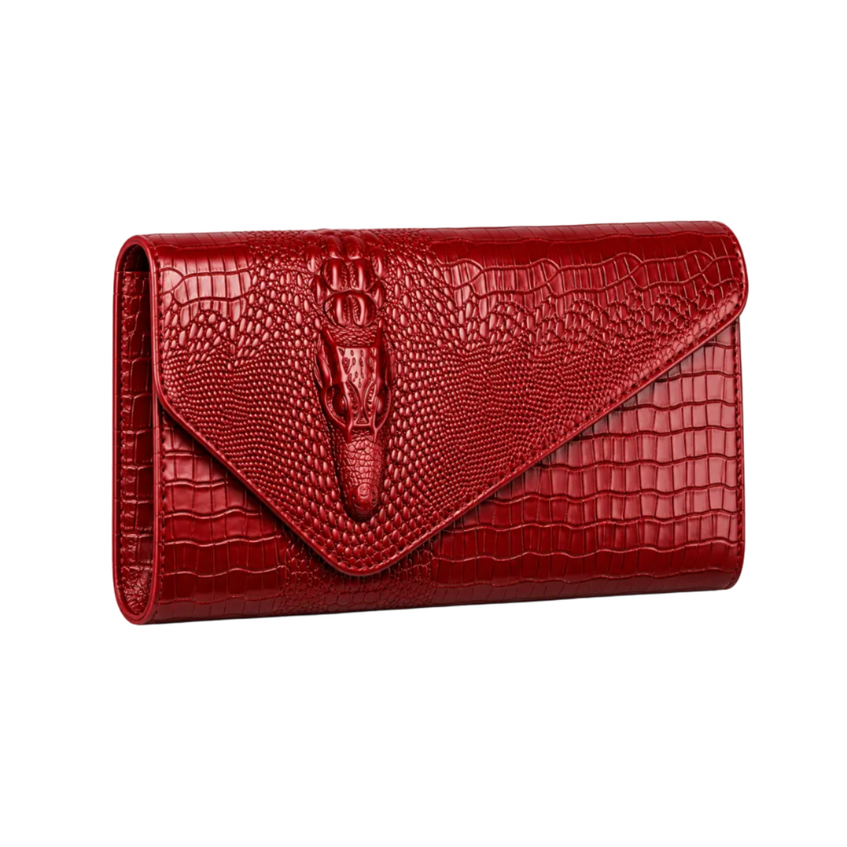Red Crocodile Embossed Envelope Evening Clutch-1
