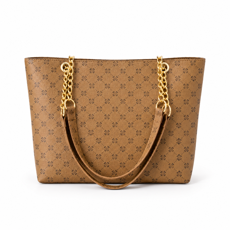 Elegant Monogram Chain Shoulder Tote Bag-3