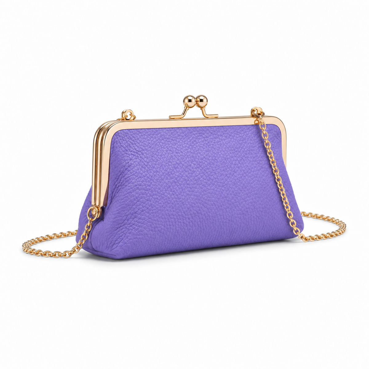 Lavender Purple Kiss-Lock Crossbody Clutch Bag-1