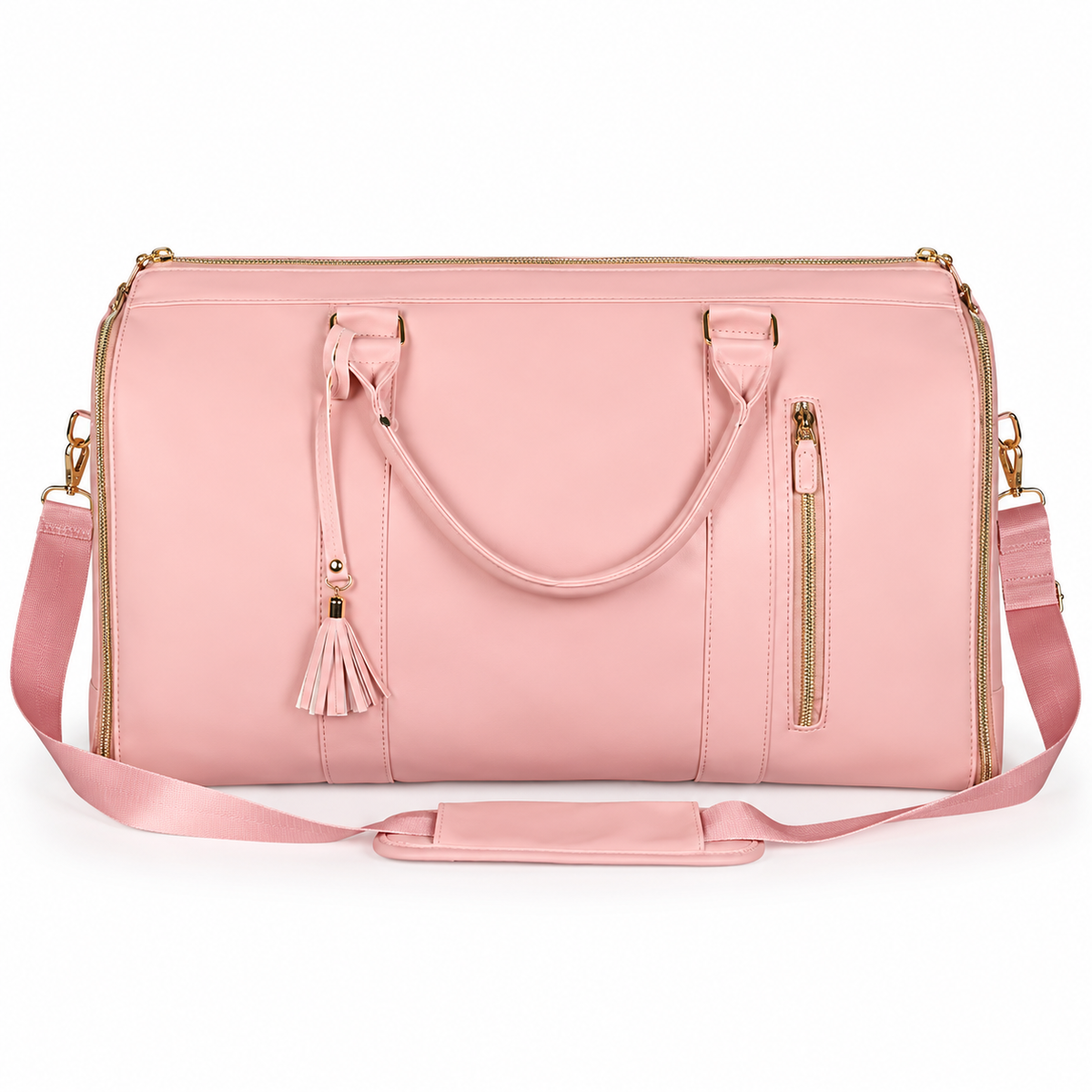 Pink Convertible Garment Duffel Overnight Bag-4