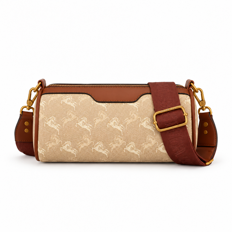 Shallow Khaki Monogram Charm Crossbody Bag-4