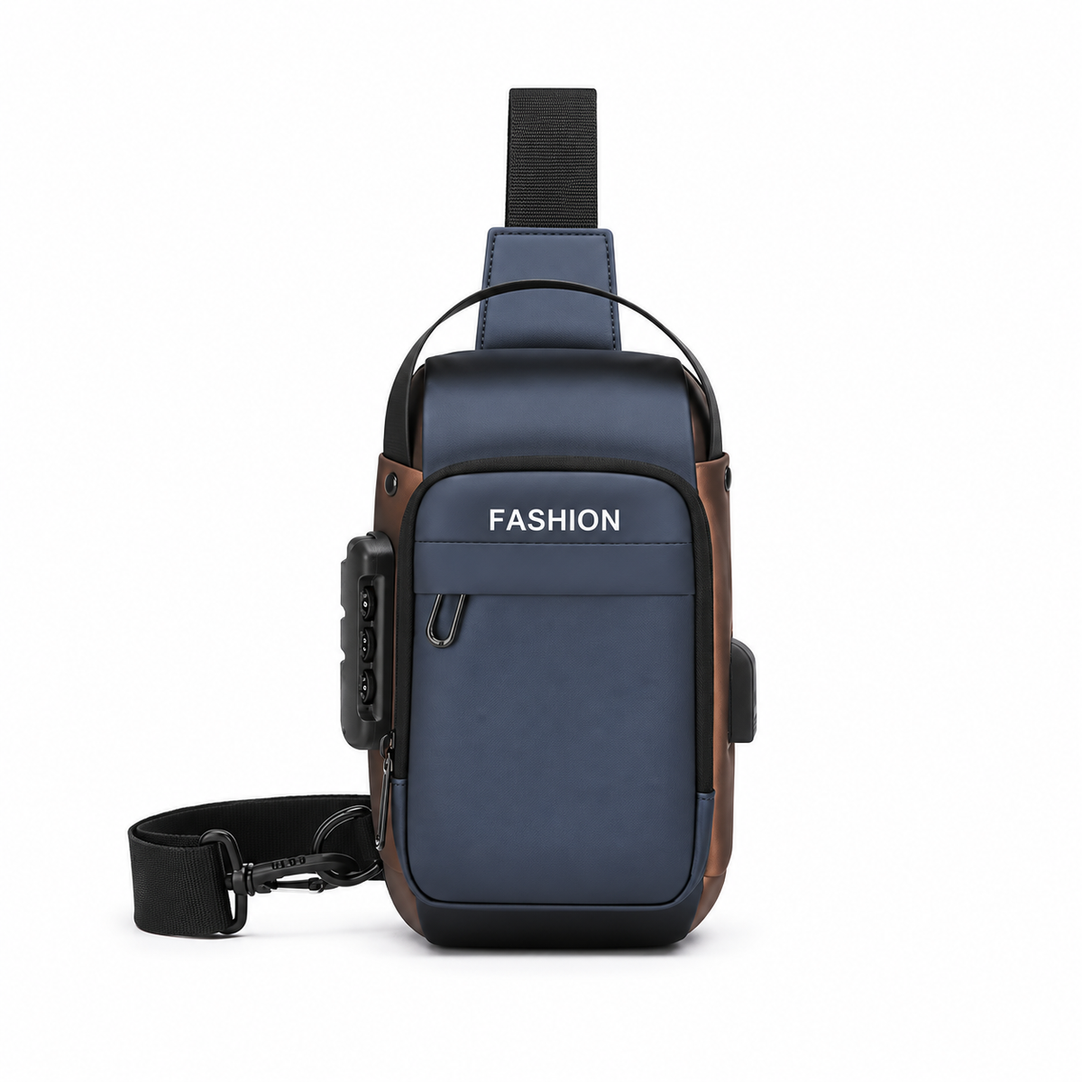 Navy Blue Sling Bag With Lock-2