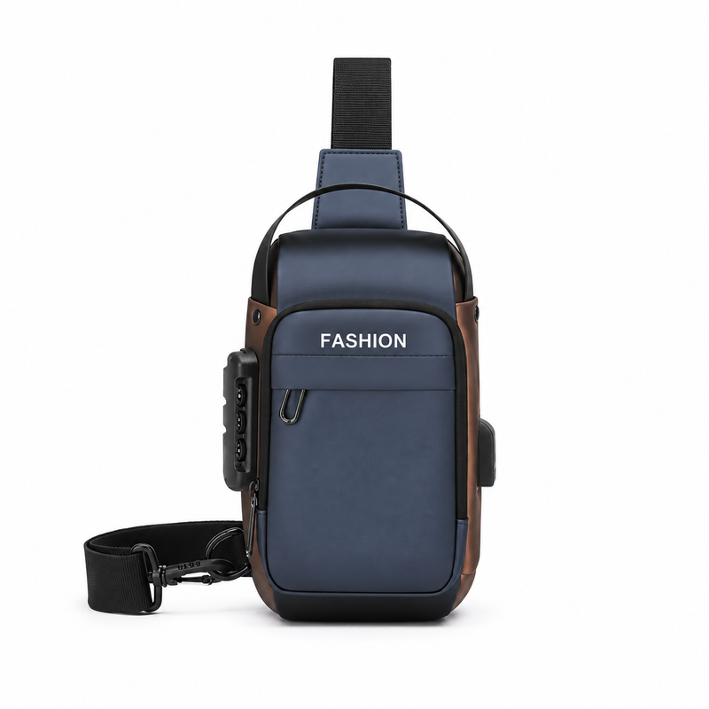 Navy Blue Sling Bag With Lock-2