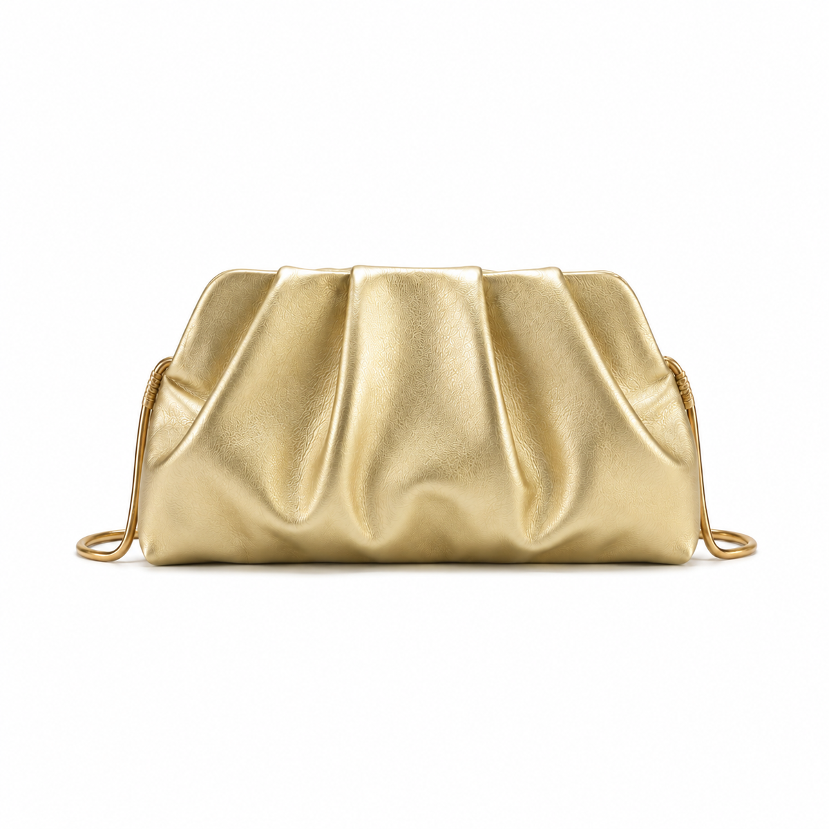 Champagne Gold Ruched Clutch Bag-4