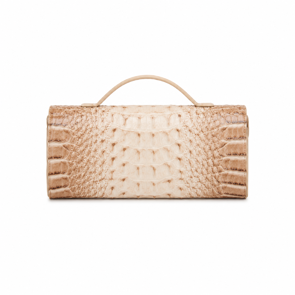 Luxe Crocodile Embossed Beige Clutch Bag-2