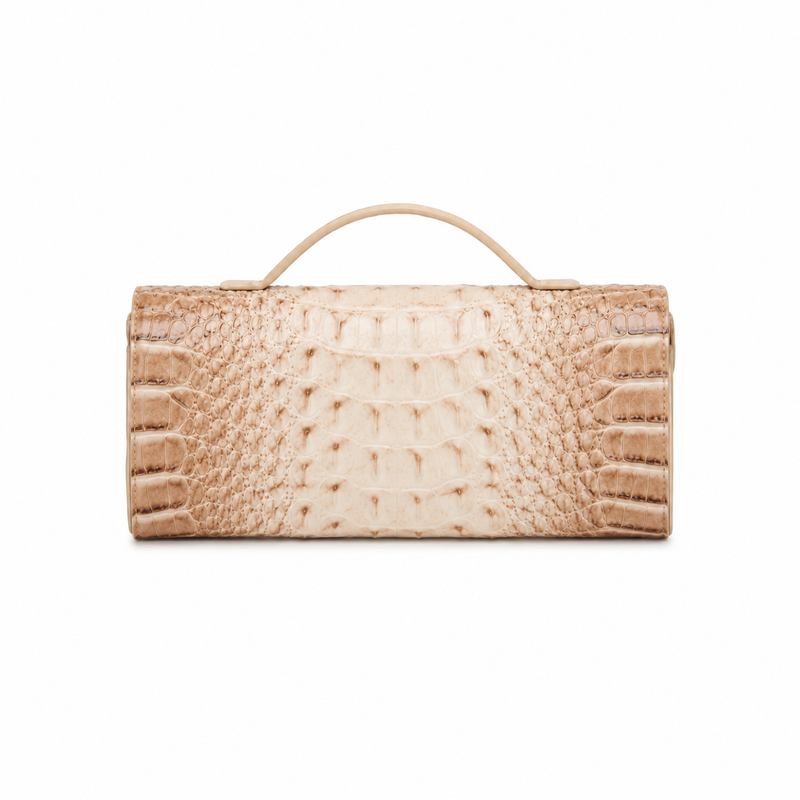 Luxe Crocodile Embossed Beige Clutch Bag-2