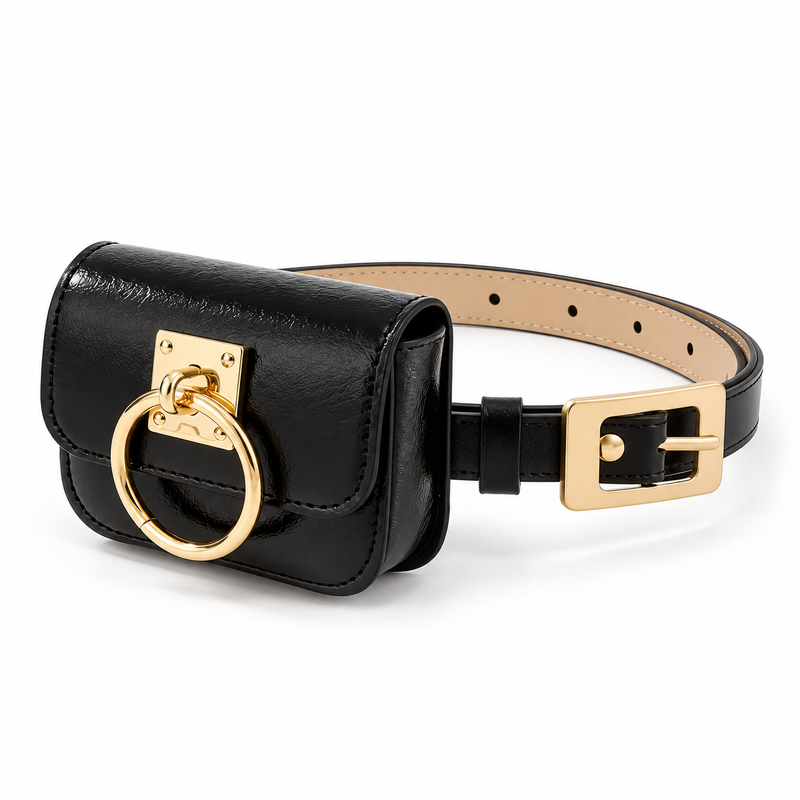 Black Belt Bag With Golden Ring-2