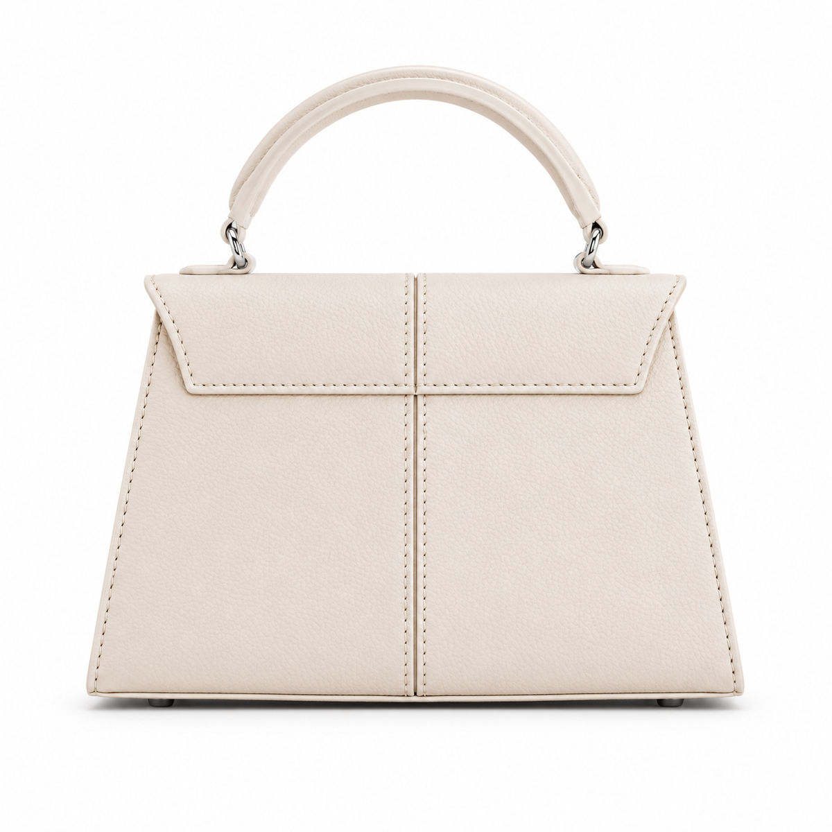Elegant Ivory Textured Leather Satchel Handbag-2