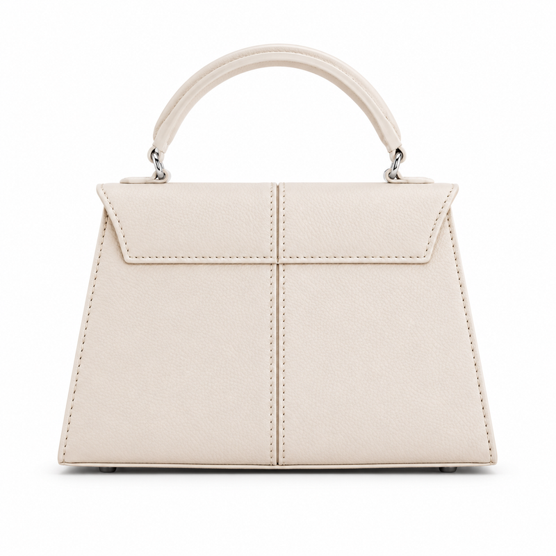 Elegant Ivory Textured Leather Satchel Handbag-2