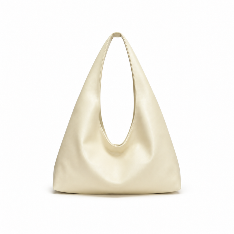 Cream Soft Slouchy Hobo Shoulder Bag-2