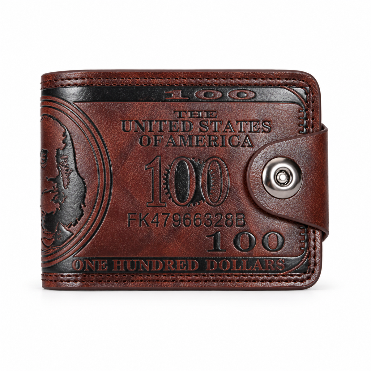 Vintage Brown Dollar Embossed Bifold Wallet-4