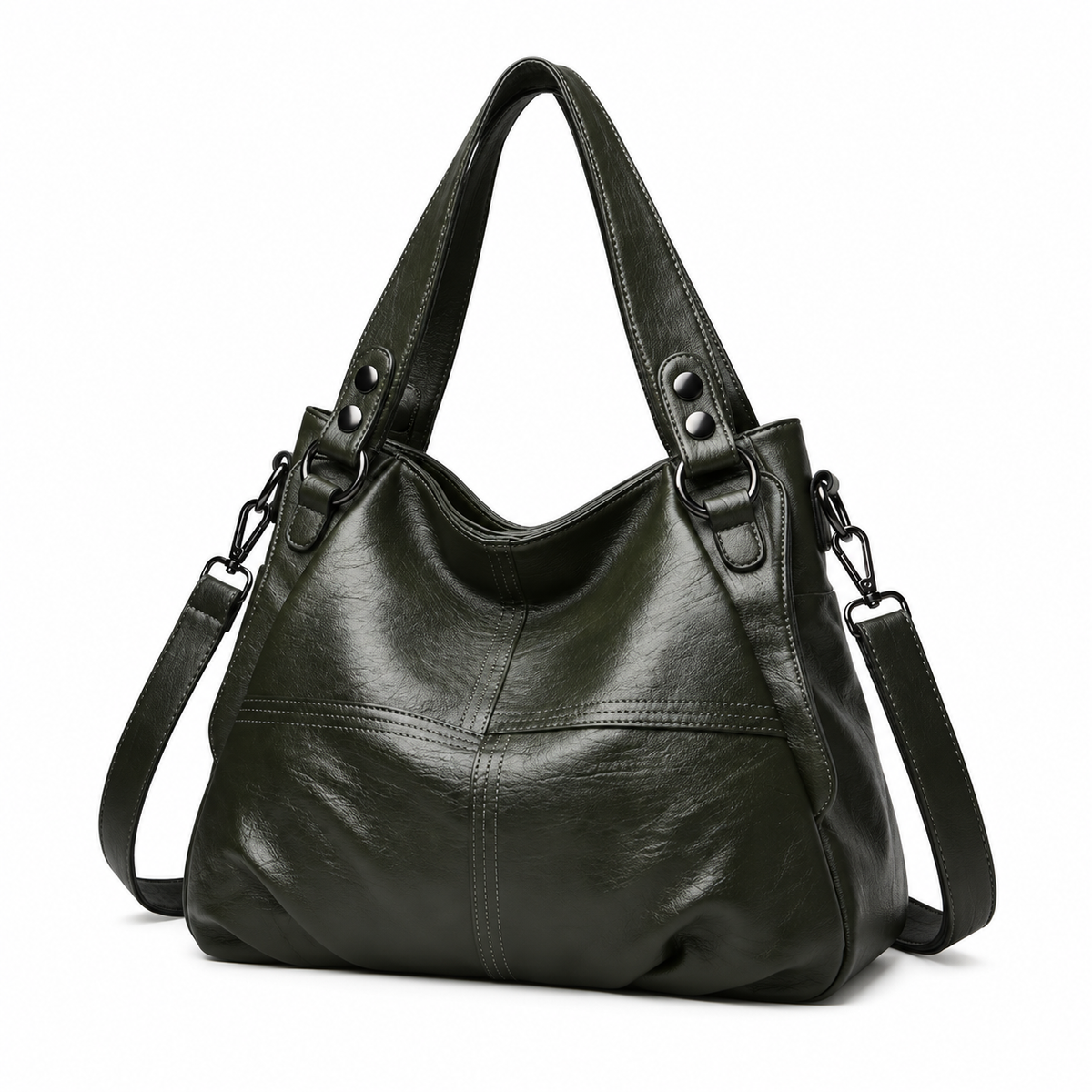 Dark Olive Slouchy Shoulder Crossbody Handbag-3