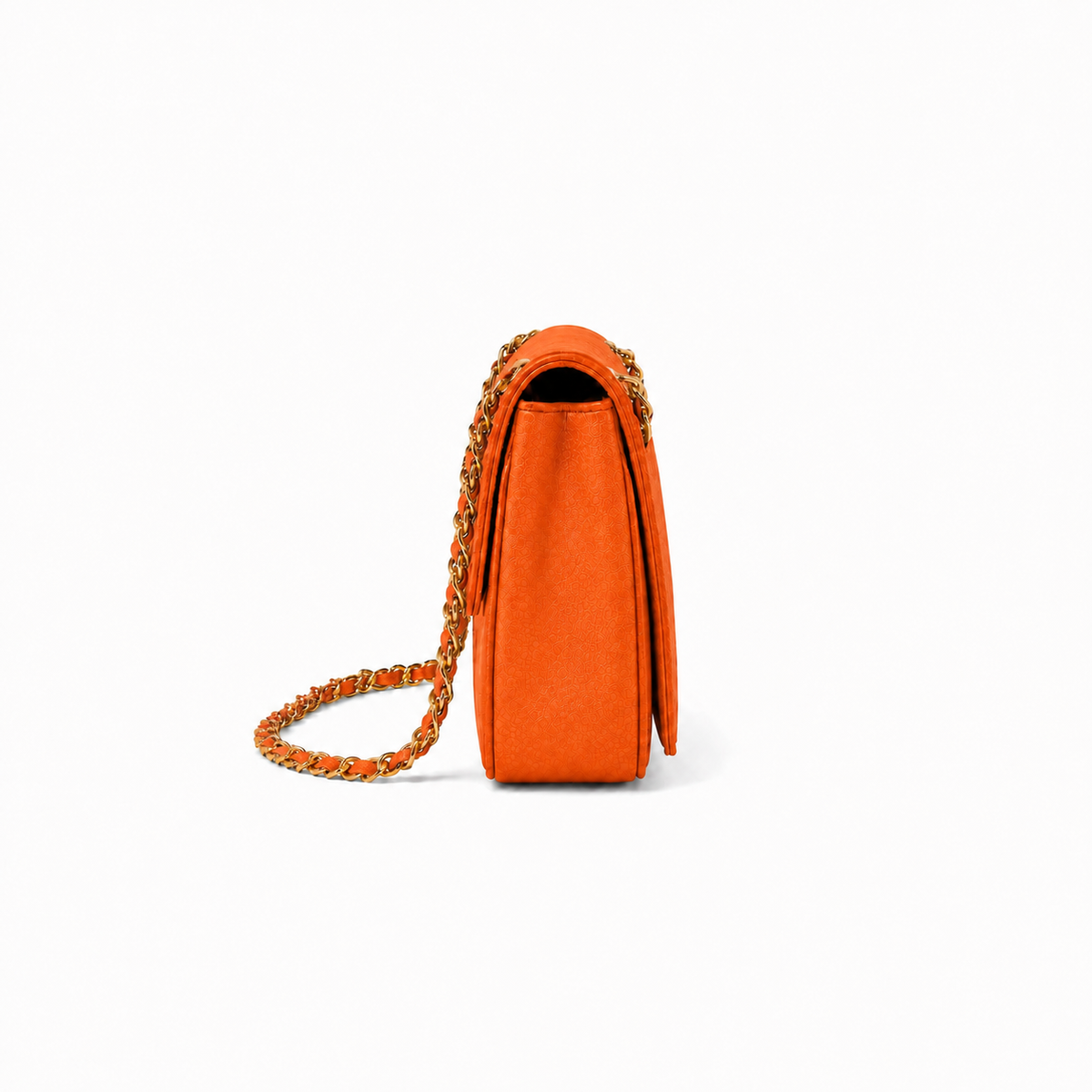 Orange Chain Strap Flap Shoulder Bag-3