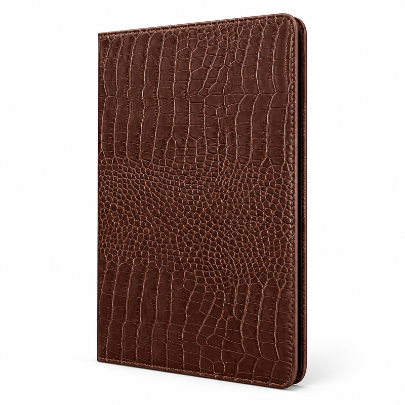 Brown Crocodile Embossed Tablet Folio Case-3