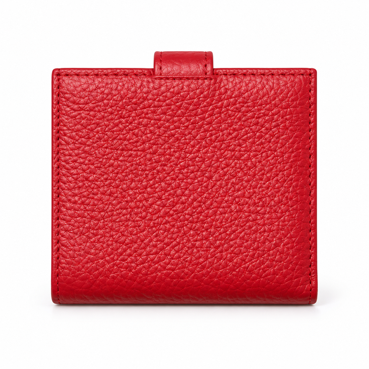Red Pebbled Wallet With Snap Closure