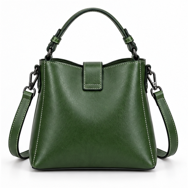 Green Structured Leather Crossbody Handbag Purse-2