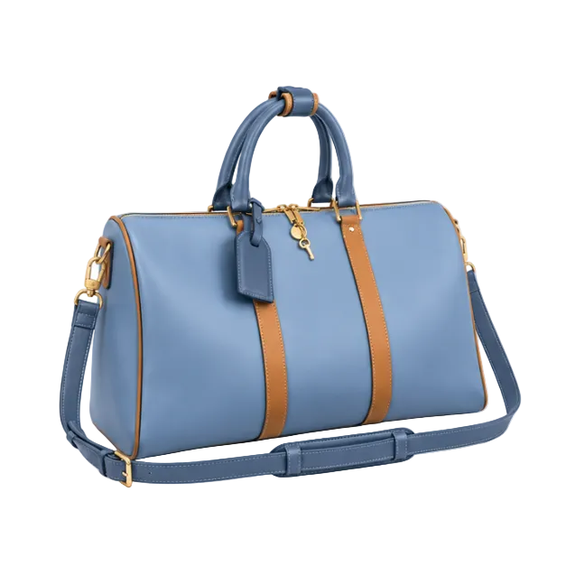 Blue Contrast Trim Travel Duffel Bag