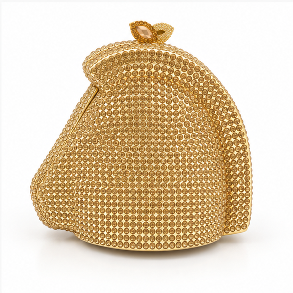 Golden Crystal Horse Head Evening Clutch-2