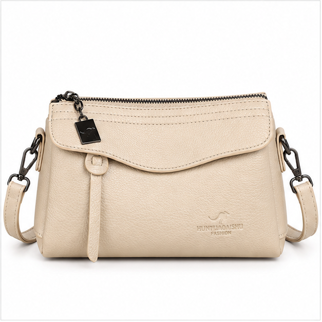 Elegant Beige Textured Crossbody Shoulder Bag-4
