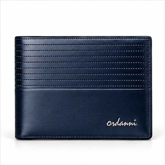 Premium Blue Textured Leather Bifold Wallet-4