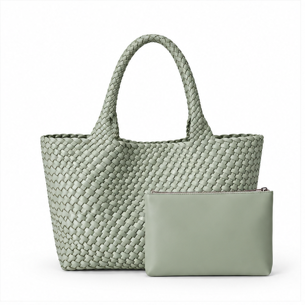 Sage Woven Tote With Matching Pouch-4