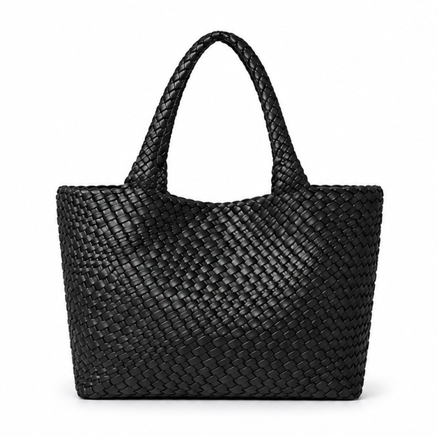 Black Woven Oversized Everyday Tote Bag-4