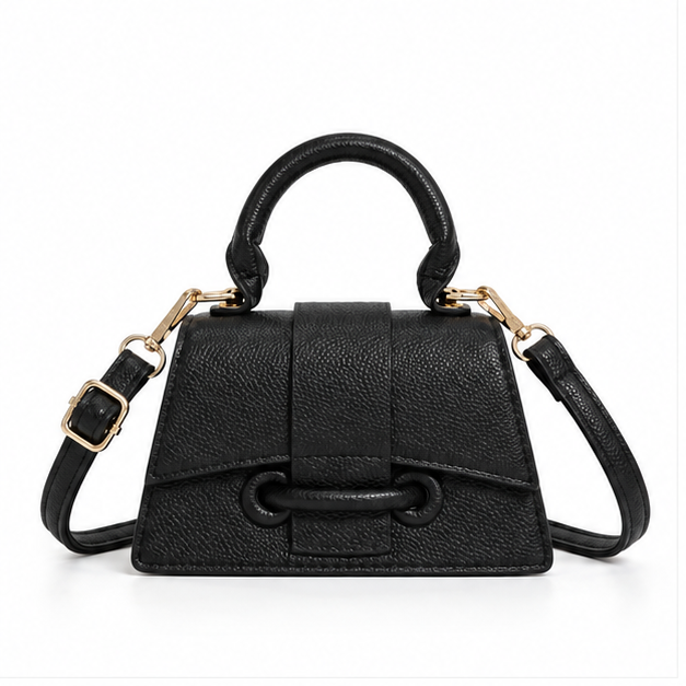 Elegant Black Structured Mini Crossbody Handbag-4