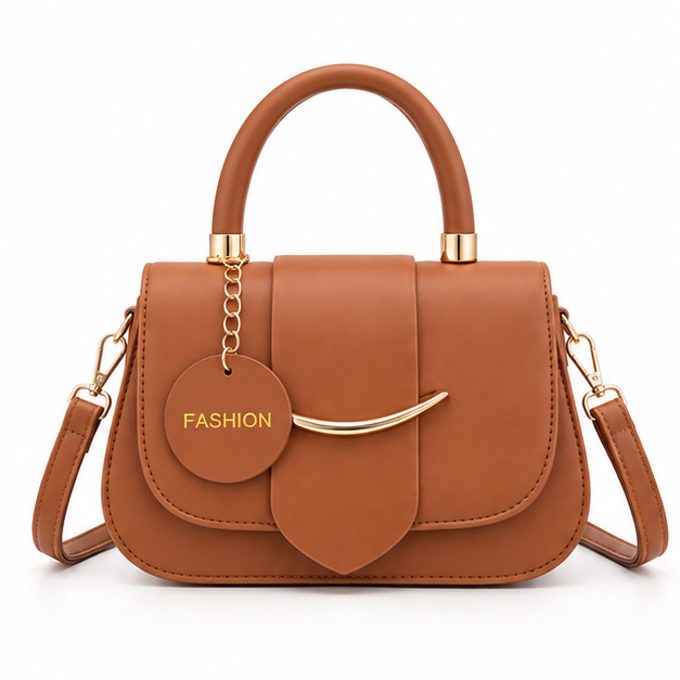 Elegant Cognac Structured Top Handle Handbag-4