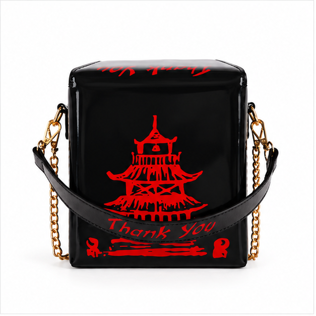 Laser Black Pagoda Chain Crossbody Bag-5