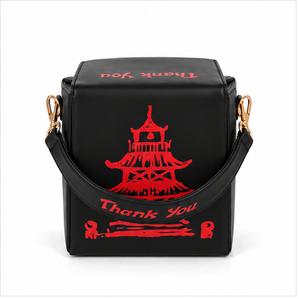Black Pagoda Graphic Box Shoulder Bag-5