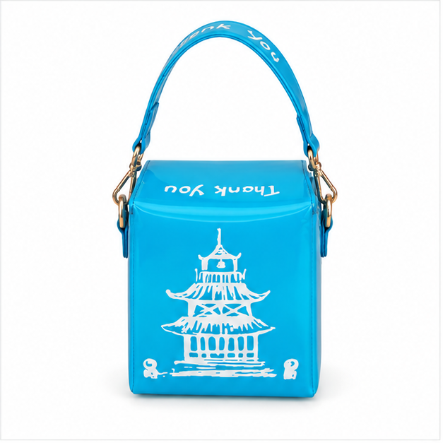 Laser Blue Pagoda Box Handbag Purse-5