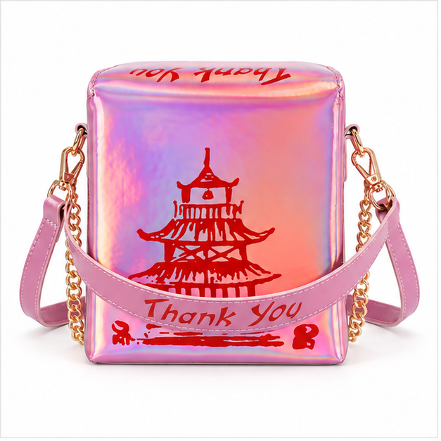 Holographic Pink Thank You Crossbody Bag-5