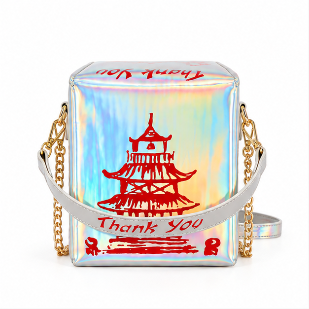Holographic Pagoda Print Crossbody Shoulder Bag-5