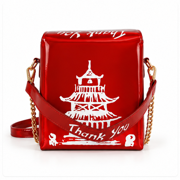 Glossy Red Pagoda Crossbody Shoulder Bag-5