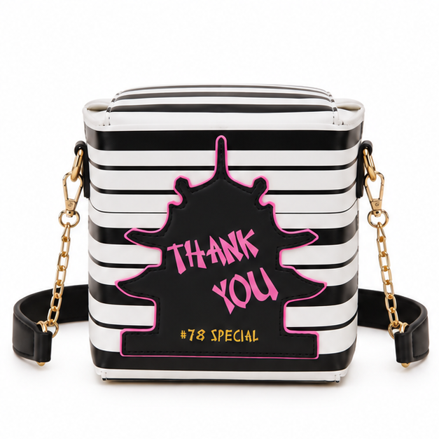 Striped Graphic Box Crossbody Shoulder Bag-5