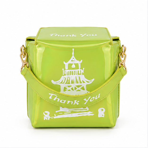Laser Green Glossy Box Shoulder Bag-5
