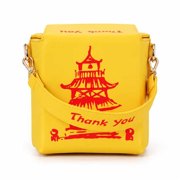 Yellow Pagoda Print Crossbody Box Bag-5