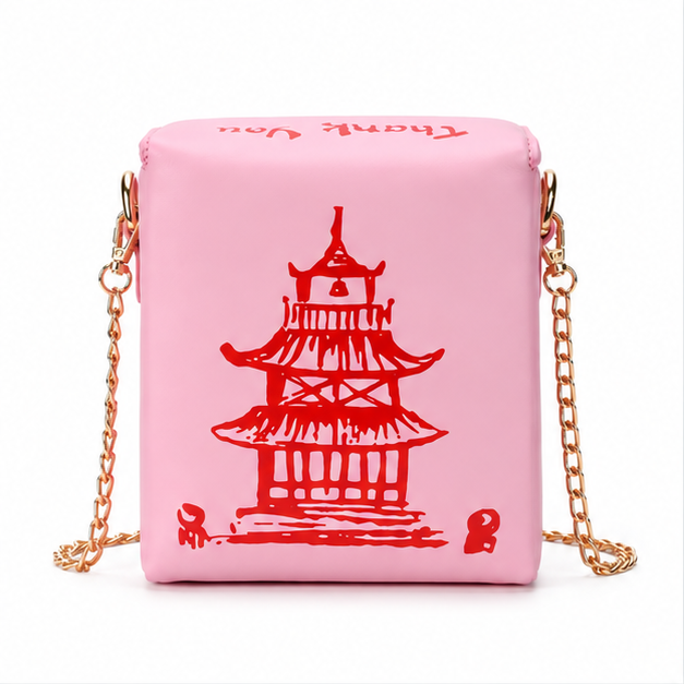 Pink Pagoda Print Mini Crossbody Bag-5